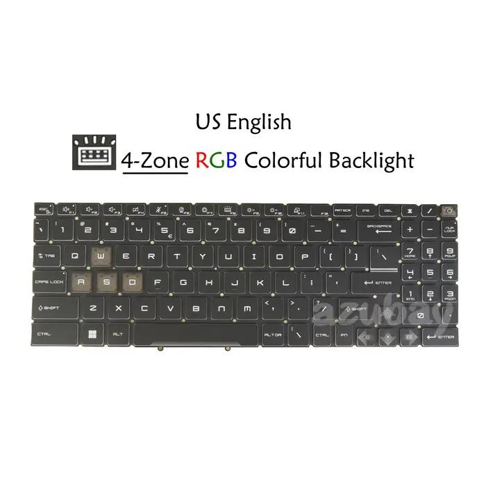 Clavier d'ordinateur portable RVB US, 4 zones, gelée Katana 15, B12U, B12UDXK, B12V, B12VEK, B12VFK,
