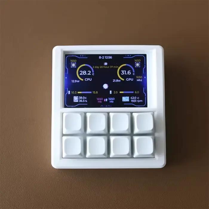 Clavier de bureau programmable DIY rapide avec 8 touches macro et écran LCD de 3,5 pouces