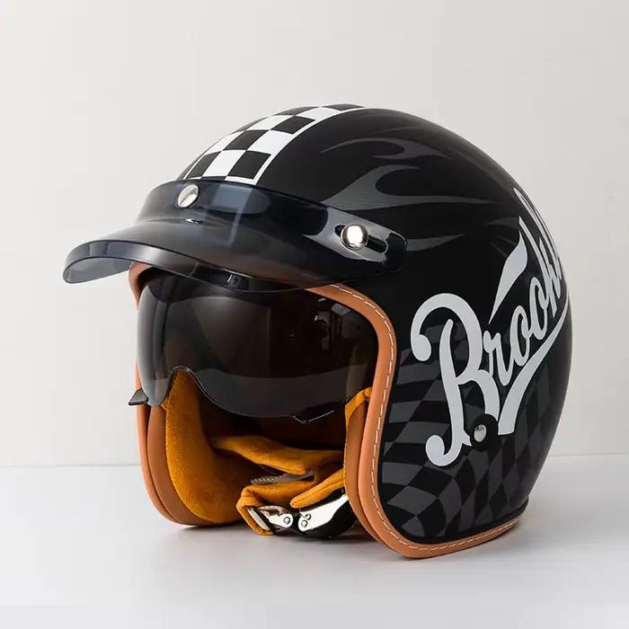 Casque de moto ouvert de style japonais et coréen pour homme et femme, protection vintage, homologué