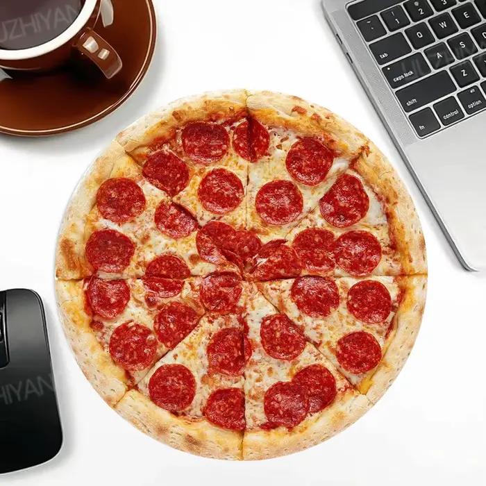 Tapis de souris rond à motif de Pizza créatif, pour ordinateur de bureau, Table de jeu, en caoutchou