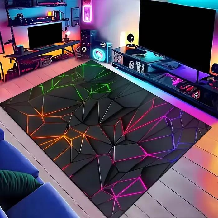 Tapis de Gamer avec contrôleur de jeu sur PC, pour chambre à coucher, salon, zone de jeu, intérieur 