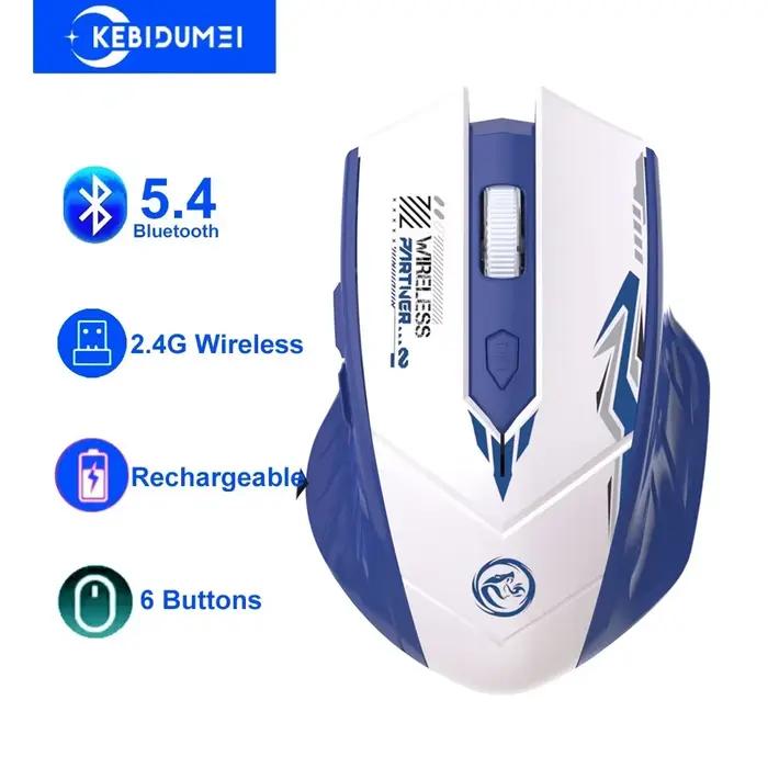 Souris sans fil Bluetooth 5.4 ghz, 6 boutons, double Mode, Rechargeable, pour jeu, bureau, PC, ordin