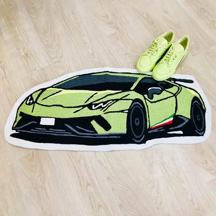Tapis de chambre pour garçons, tapis décoratif en forme de voiture, cadeau pour les amoureux des voi