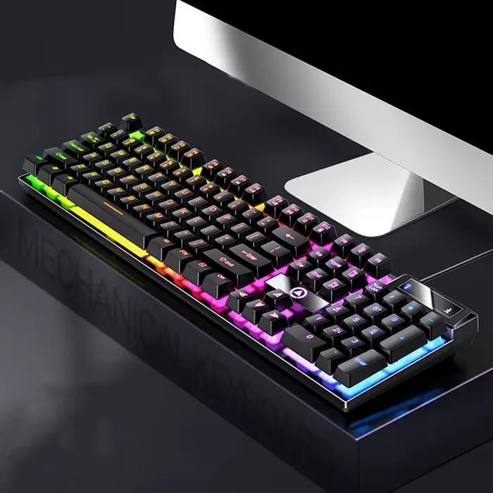 Clavier mécanique filaire anti-ghosting pour e-sport, 104 touches, rétroéclairé, pour jeux vidéo
