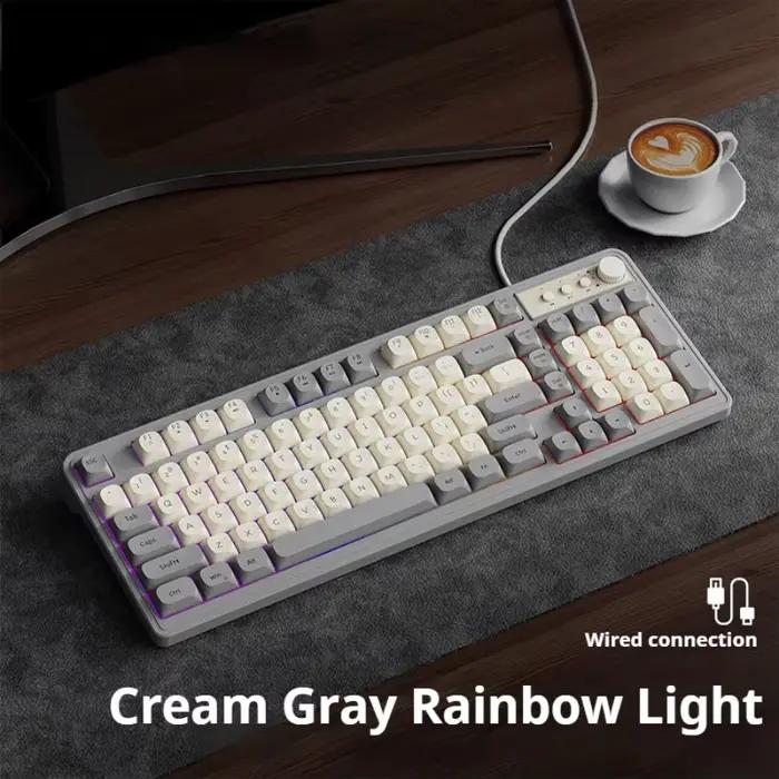 Clavier de jeu EWEADN filaire, 98 touches silencieuses avec capuchons de touches crème, éclairage ar