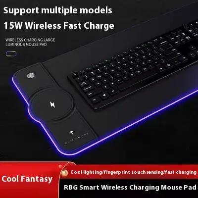 ALIENWARE-Tapis de souris RGB à chargement sans fil, grand format média, 800x300, clavier de jeu, po