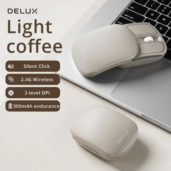Delux souris pliante de poche sans fil 2.4G Bluetooth5.2 clic silencieux Portable ultra-léger 55g po