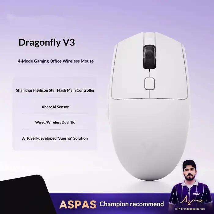 Vxe Dragonfly V3 Series – souris de jeu sans fil, 4 modes, légère, pour Esports, Paw3395se Smartspee