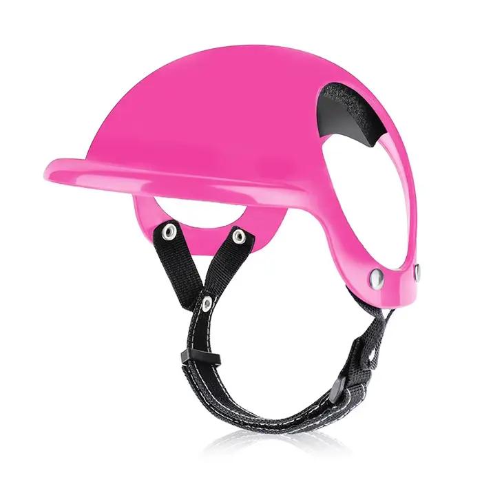 Casque de moto pour chien de petite et moyenne taille, avec trous d'oreille, chapeau de sécurité pou