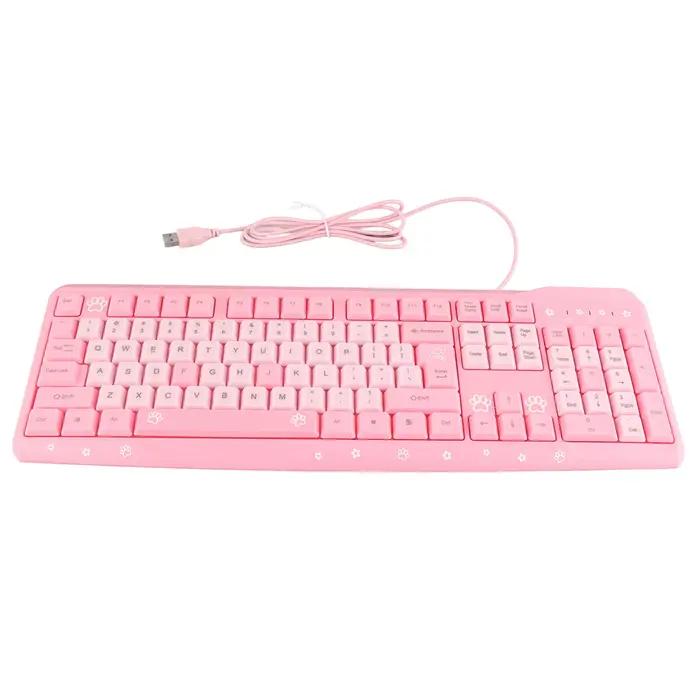 Clavier filaire USB pour ordinateur portable, dessin animé mignon, bureau à domicile, ordinateur, un
