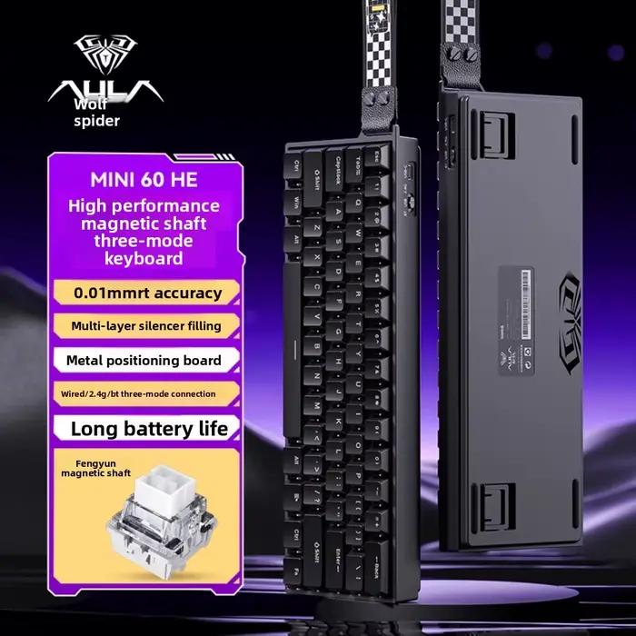 AULA MINI60HE clavier à axe magnétique à trois modes clavier de jeu mécanique haute performance e-sp