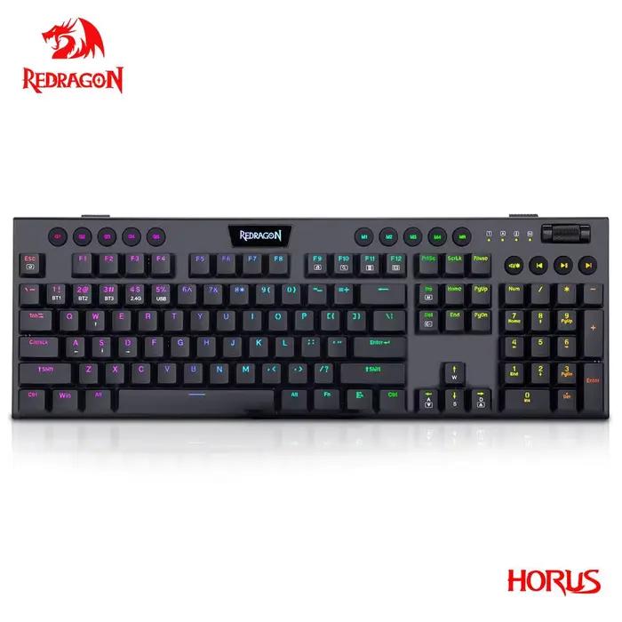 Redragon Horus K618 RVB appui Bluetooth 5.0 sans fil USB 2.4G 3 mode de Jeu Mécanique Clavier 104 To