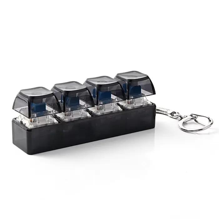 1 pièce Testeur de clavier mécanique à 4 touches, Clavier LED, Jouet anti-stress, Bouton Fidget DIY,