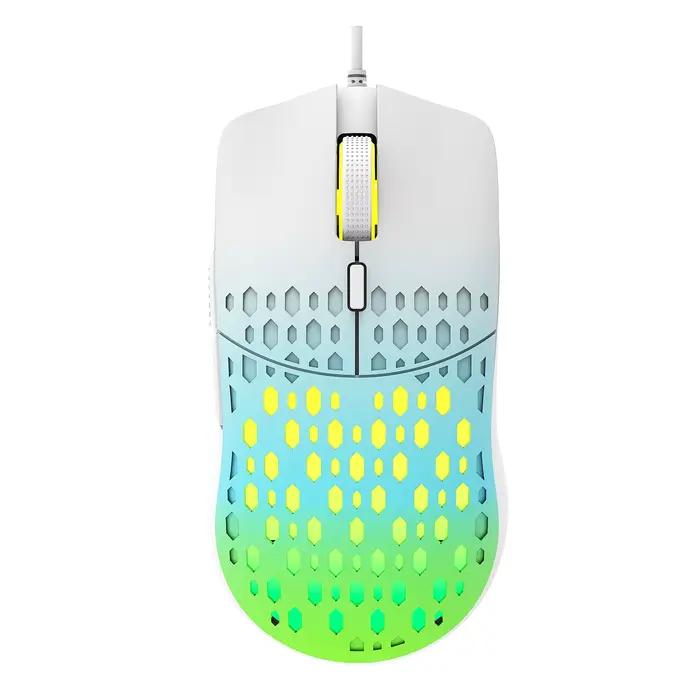 Souris de jeu filaire USB RGB Gamer souris creuse réglable 3600 DPI nid d'abeille Macro Programmable