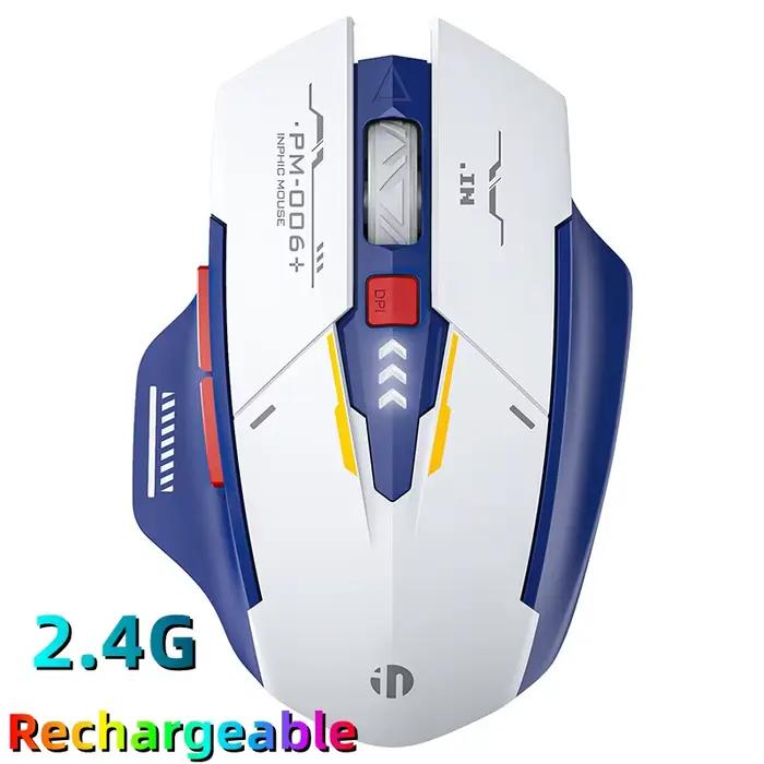 Inphic-Souris sans fil F9 Mecha Edition, silencieuse, aste, lumière LED, ordinateur, PC, ordinateur 