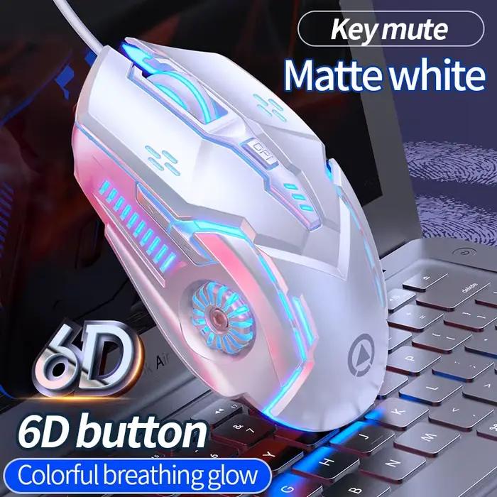 YINDIAO souris de jeu filaire ergonomique RGB muet Mause LED rétro-éclairé 3200dpi 6 boutons G5 USB 