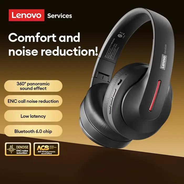 Casque sans fil Bluetooth 6.0 Lenovo LES-107, son surround Dolby, casque de jeu, casque filaire AUX 