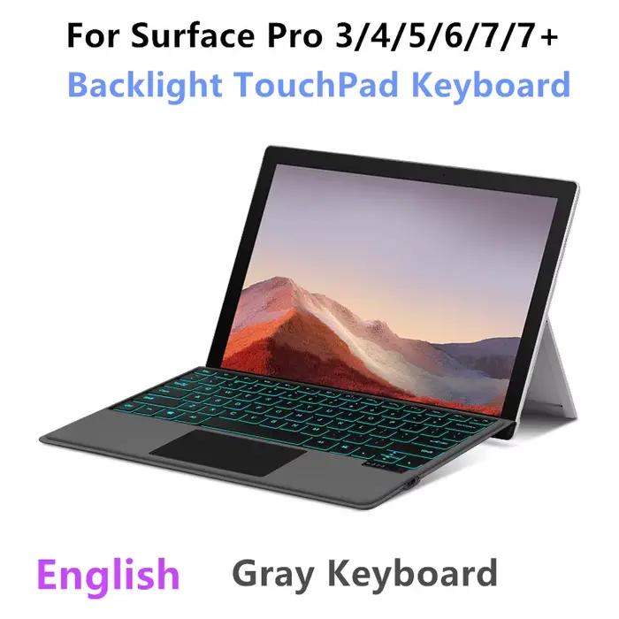 Clavier rétroéclairé pour tablette Microsoft Surface Pro 3 4 5 6 7 7+ Clavier magnétique sans fil po