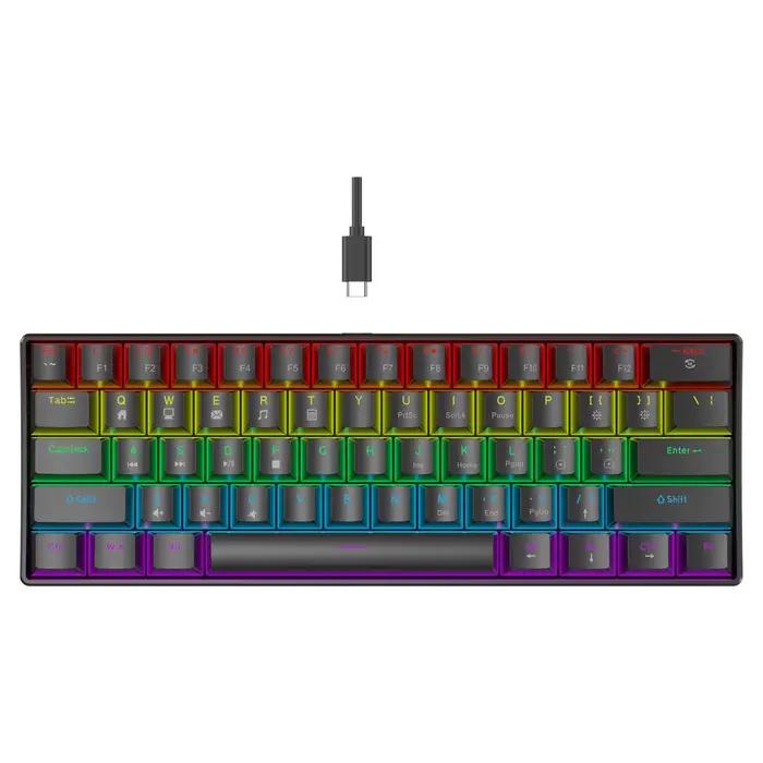 Clavier mécanique filaire K61, 10 types d'éclairage coloré, pour jeux et bureau, pour systèmes Micro