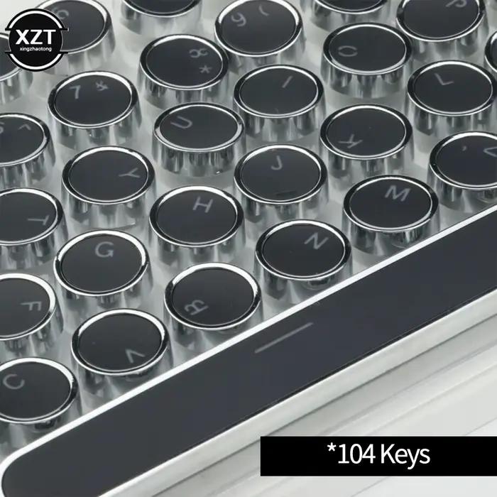 Capuchons de touches mécaniques ronds de remplacement, 104 touches, rétro ergonomiques, pour clavier