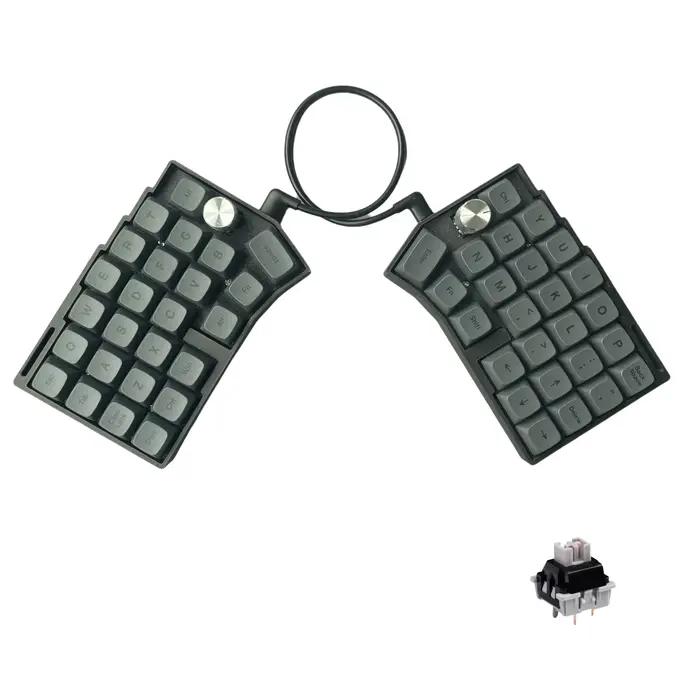 Clavier mécanique filaire divisé, CORNIX 50%, échangeable à chaud, double bouton rotatif, RVB, progr