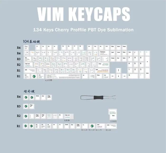 131 touches VIM thème Keycaps profil Cherry blanc GMK Keycap PBT colorant Sublimation clavier mécani
