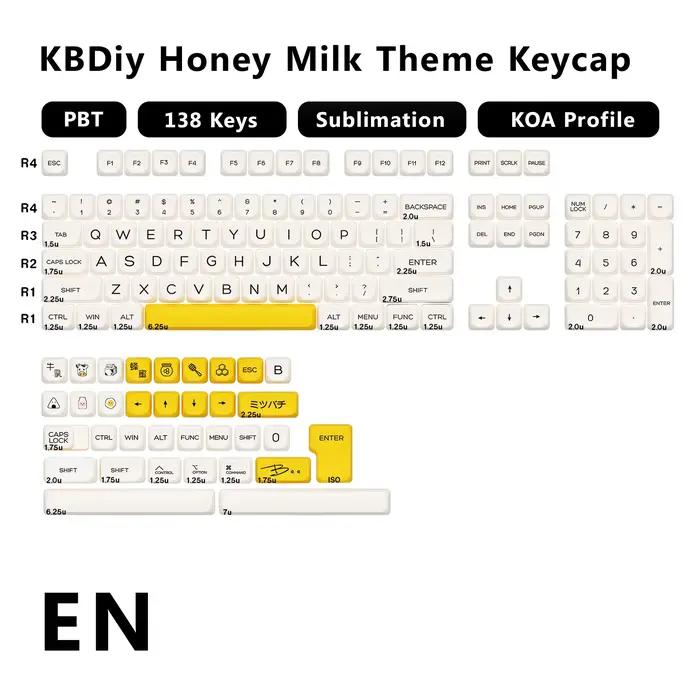 KBDiy-Clavier mécanique sans fil Bluetooth, Honey Milk Keycaps, Keycaps coréens, PBT, ACE60 Pro, Gam