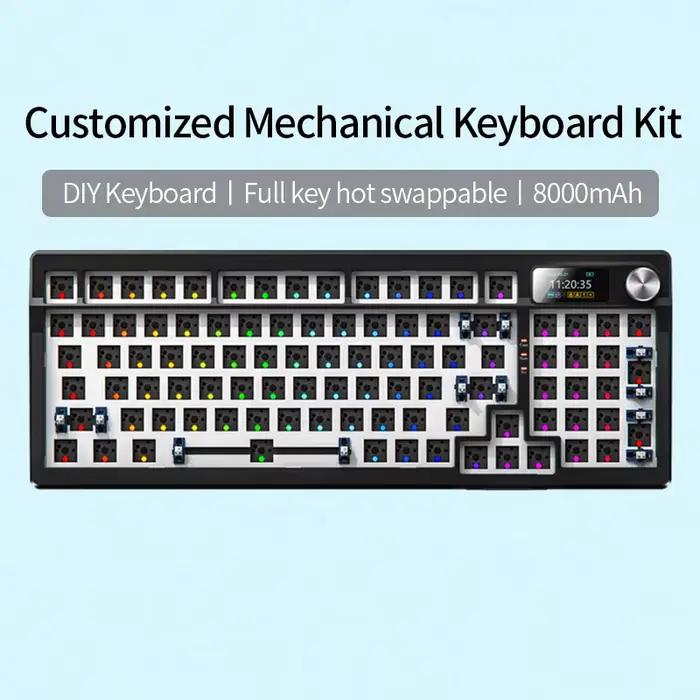 YINDIAOY95 KIT de clavier mécanique avec écran d'affichage Structure de joint rétro-éclairé rvb clav