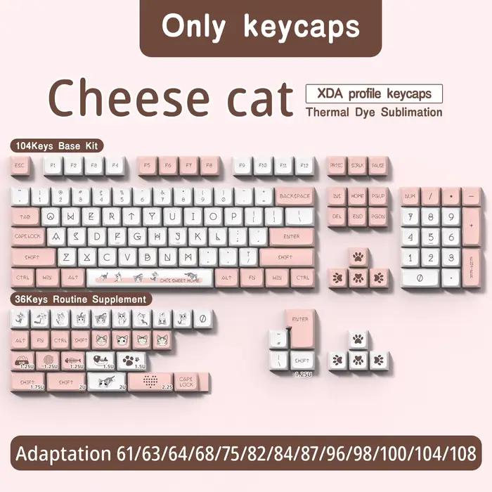Capuchons de touches thème Kia Cat, 140 touches, profil Cherry, clavier mécanique Pbt, dessin animé 