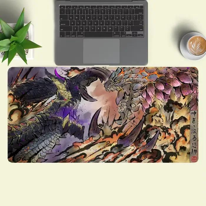 Tapis de souris Monster Hunter Tapis de souris de jeu XXL, antidérapant, surface lisse pour les jeux
