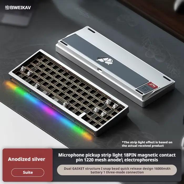 Weikav NUT-65 clavier mécanique rvb Tri-Mode en alliage d'aluminium Kit de jeu avec deux Structure d