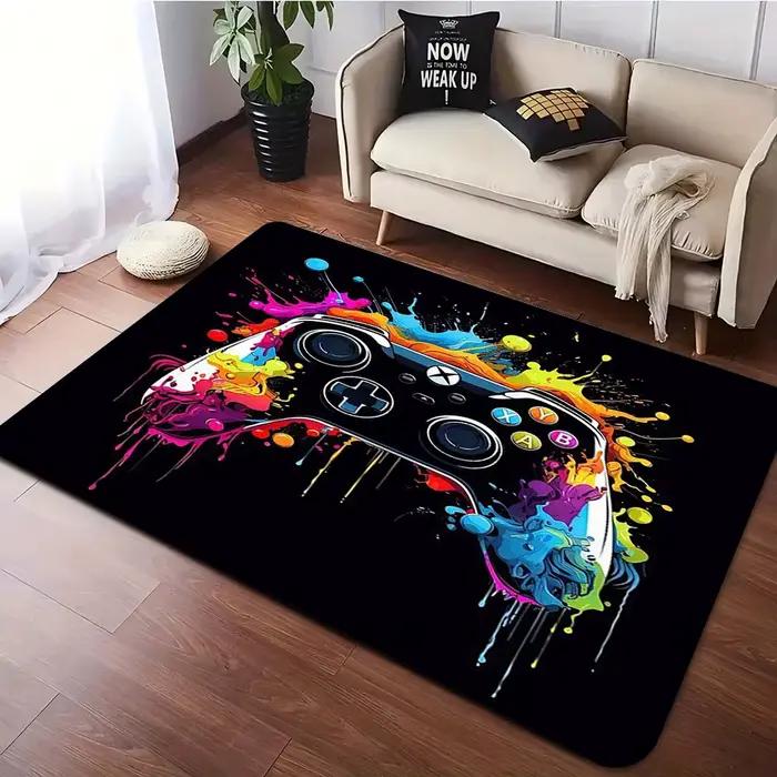 Grand tapis de jeu 3D pour chambre, motif manette de jeu, tapis antidérapant pour ramper et jouer, d
