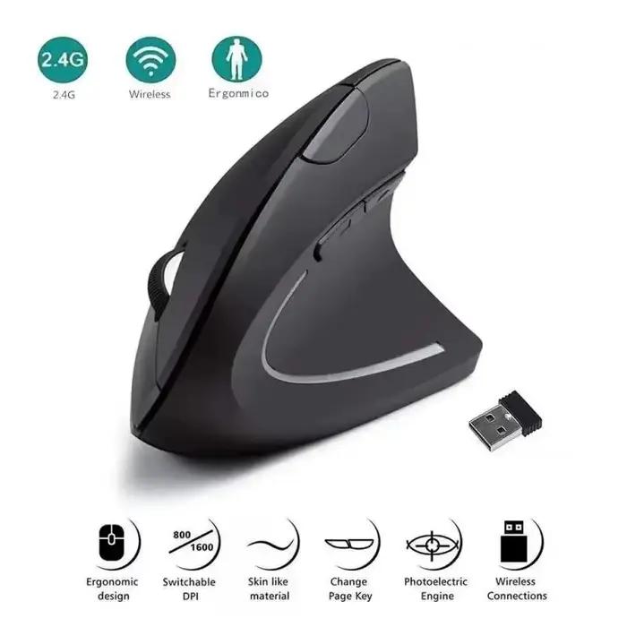 Souris de jeu sans fil USB, ergonomique, verticale, 800/1200/1600 DPI, 6 boutons, pour ordinateur po