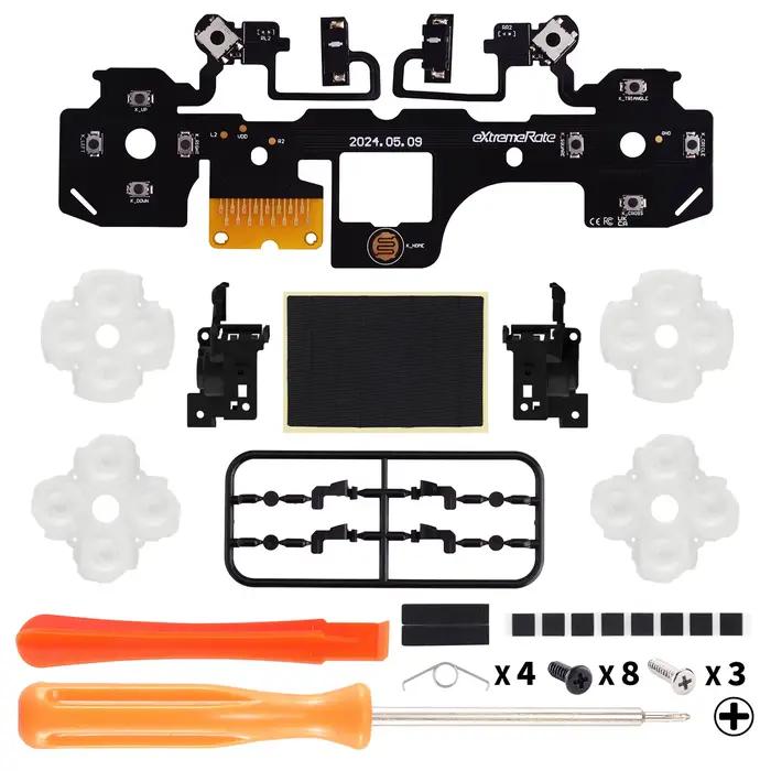 eXtremeRate pour manette PS5 BDM-030 : Kit complet de boutons d'épaule, de pavé directionnel et de c