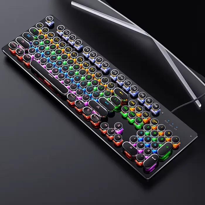 Clavier mécanique rétro Punk, interrupteur bleu noir marron, 104 touches, filaire USB, pour jeu, rét