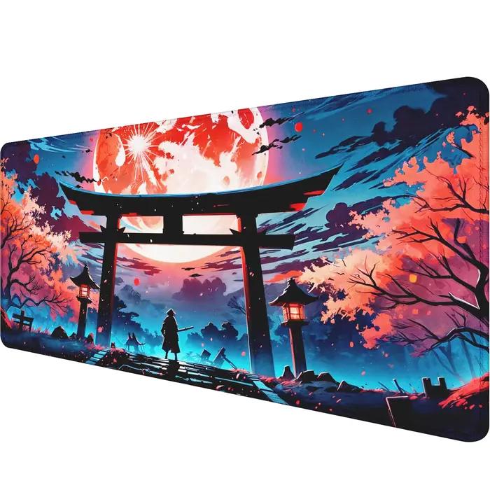 Tapis de souris antidérapant avec motif de guerrier samouraï, grand tapis de souris 450x900, pour cl