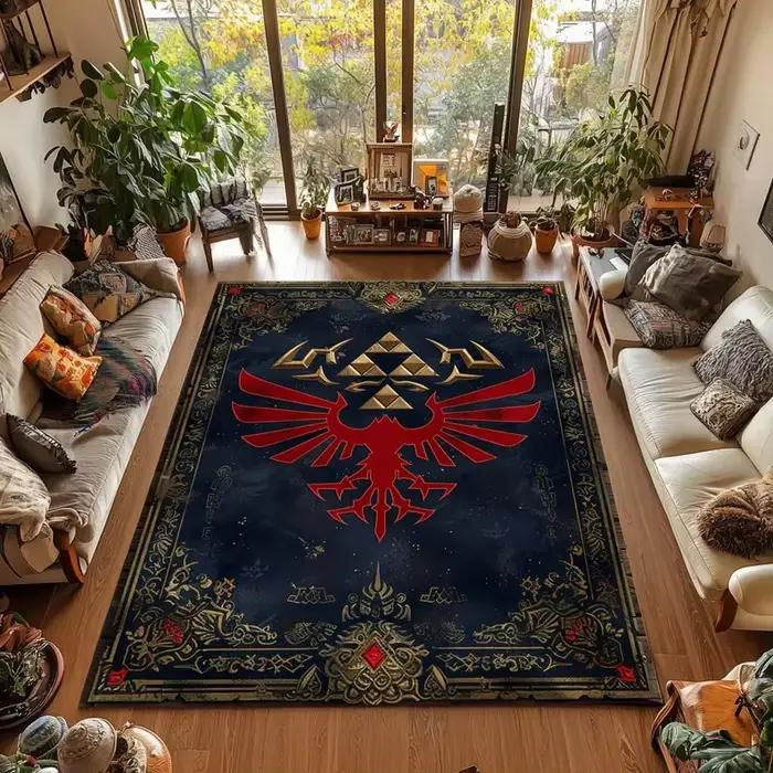 Tapis de château h-hyrule Graffiti-Triforce Gamer Room Decor Tapis de jeu pour les amateurs d'hyrule