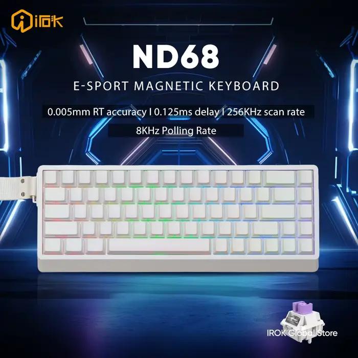 Clavier mécanique magnétique filaire pour jeux IROK ND68 Pro ND68, 68 touches, déclenchement rapide,