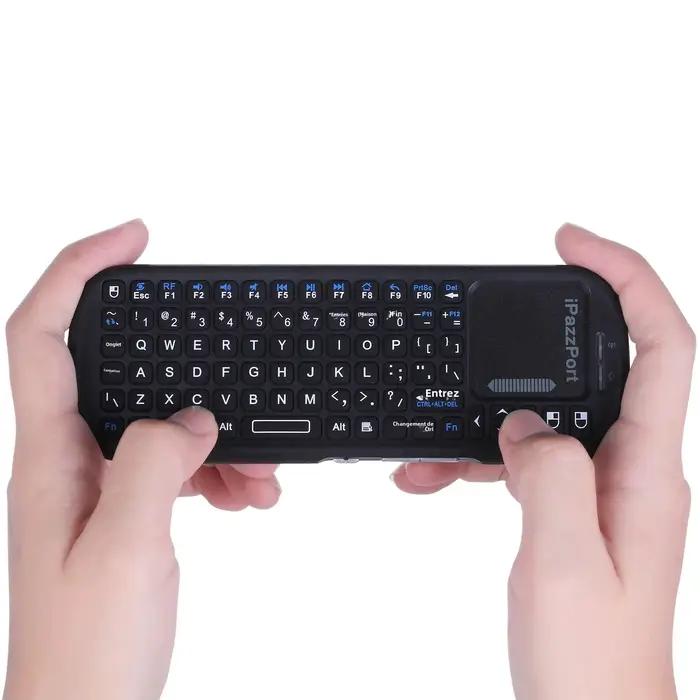 IPazzPort Mini clavier sans fil Bluetooth et 2,4 GHz avec combo souris et pavé tactile pour Android 
