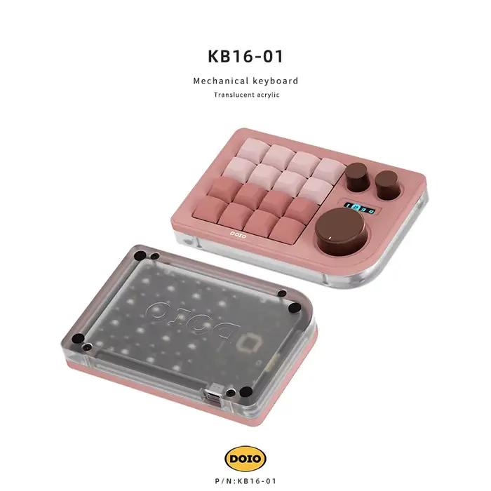 Clavier mécanique miniature DOIO KB16 01 avec 3 boutons rotatifs, positions de touches personnalisab