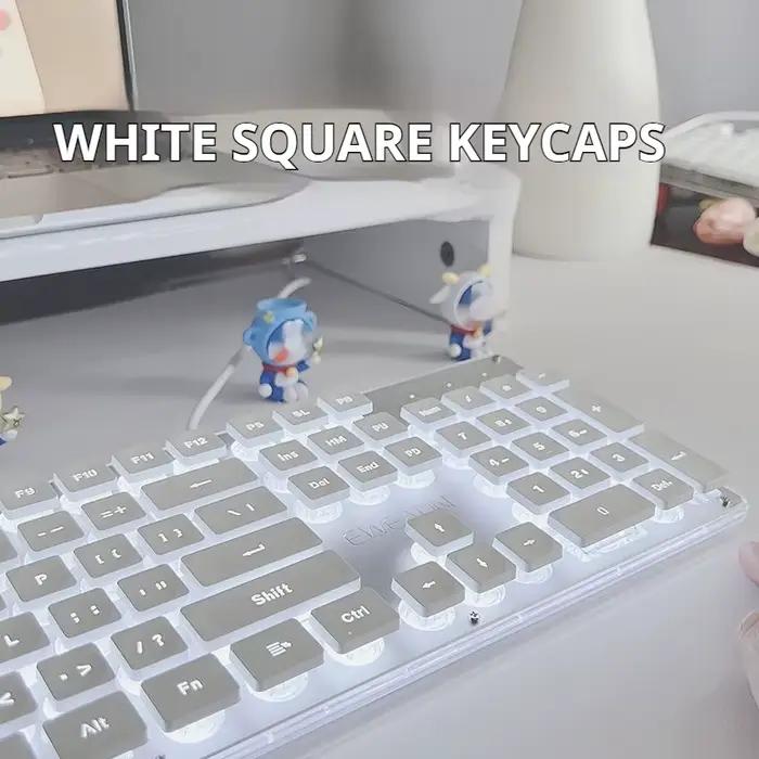 EWEADN GX710S Clavier de bureau silencieux, panneau entièrement métallique 104 touches filaires avec