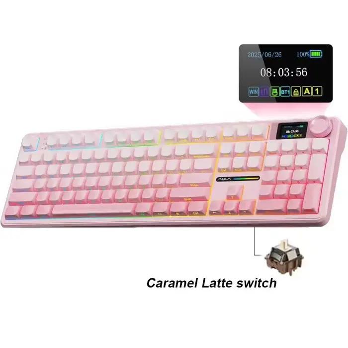 AULA F108 Pro clavier mécanique de jeu Tri Mode personnalisé multi-boutons écran rvb Esports clavier