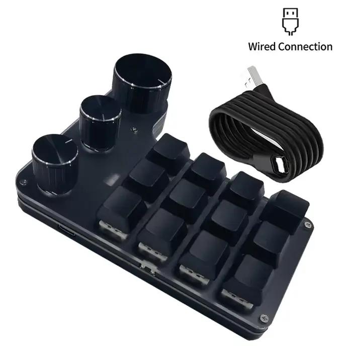 Clavier mécanique RGB avec programmation de macros, 12 touches, 3 boutons rotatifs, clavier de jeu p
