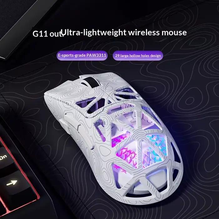 FURYCUBE G11 souris sans fil jeu Bluetooth le troisième examen simulé PAW3311 léger évider conceptio