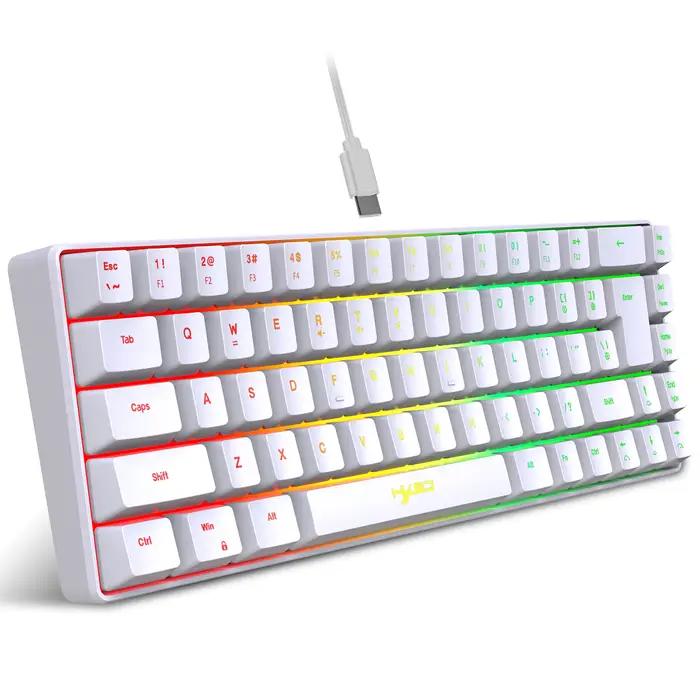68 touches clavier de jeu USB filaire Portable 20 RGB rétro-éclairage espagnol coréen russe clavier 