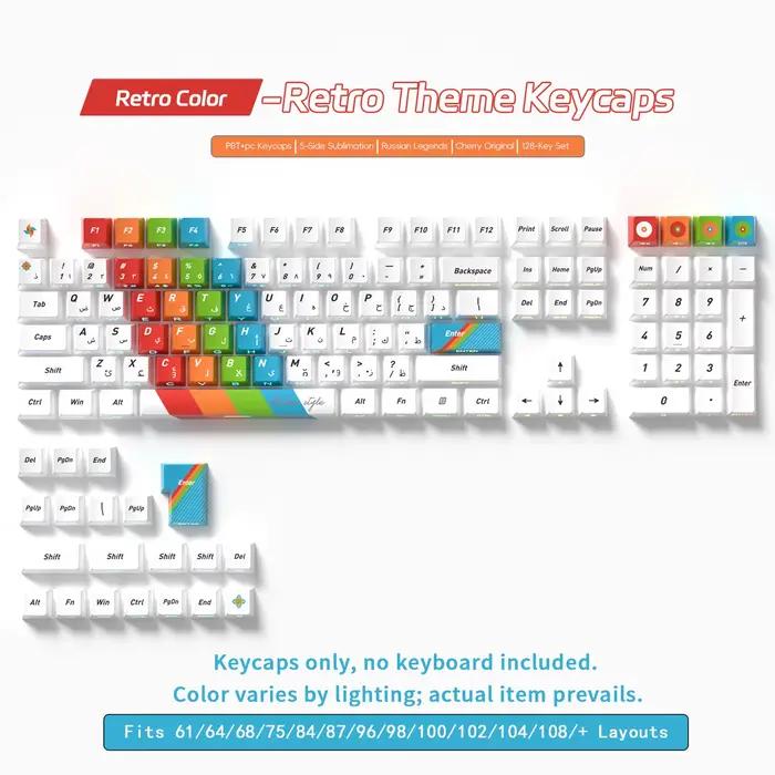 Capuchons de touches arabe-anglais pour clavier mécanique, touches de remplacement DIY, rétroéclaira