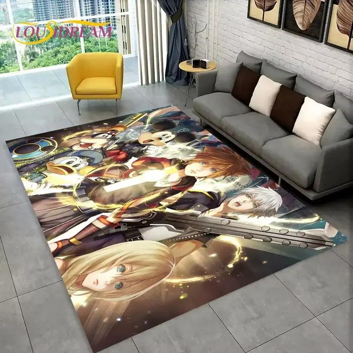 Tapis de jeu 3D Cartoon Kingdom Hearts pour la maison, le salon, la chambre à coucher, le canapé, le