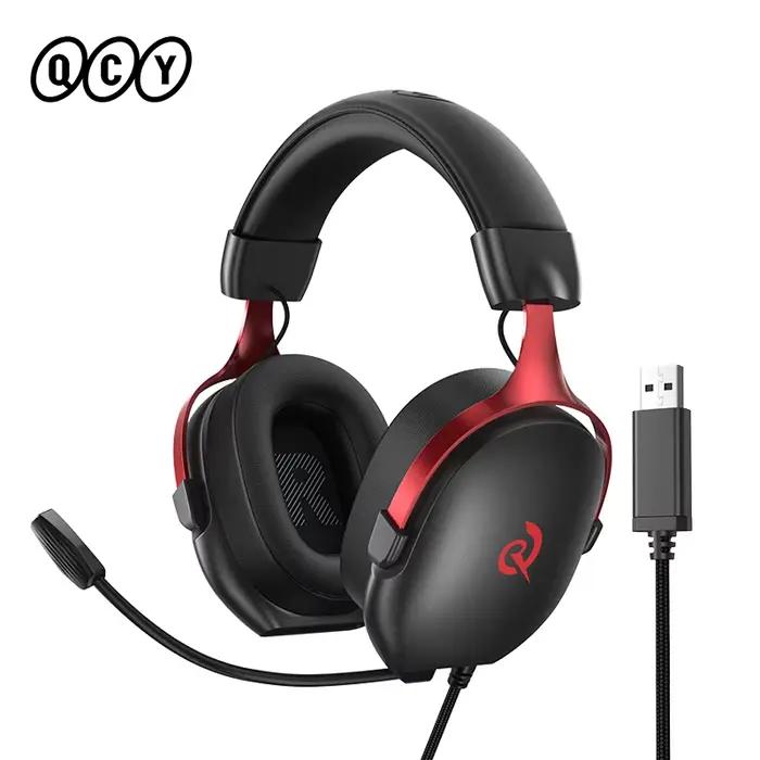 QCY VN200 Pro casque de jeu filaire avec micro 40mm pilote 7.1 Surround sur l'oreille casque pour PC