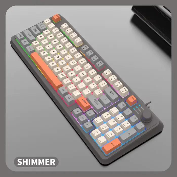 Clavier de jeu XUNFOX K82 lumineux, filaire, USB, pour PC de bureau/ordinateur portable, avec bouton