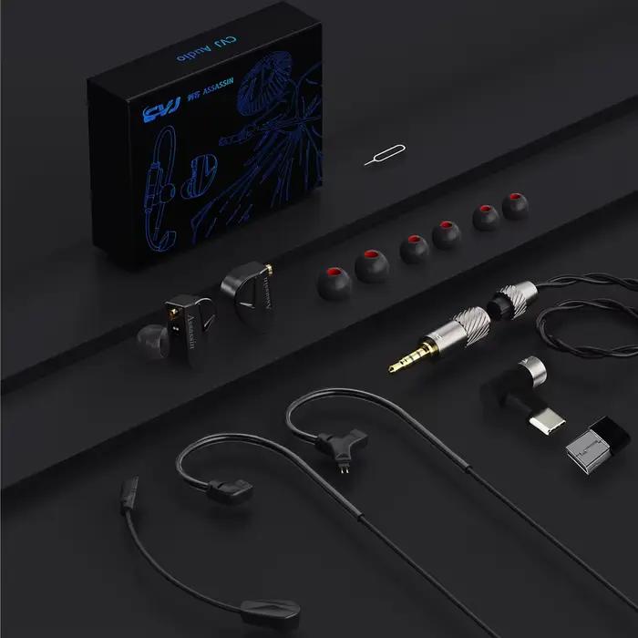CVJ Assassin 1BA + 1DD + 1 interrupteur de vibration réglable pour jeux e-sports intra-auriculaires 